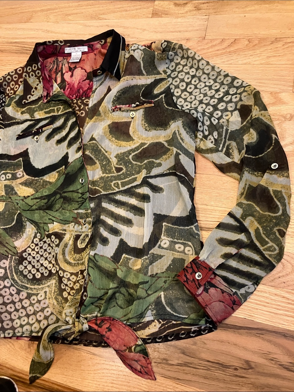 Alberto Makali Multicolor Floral Print Blouse in Rust & Burgundy - Picture 4 of 9
